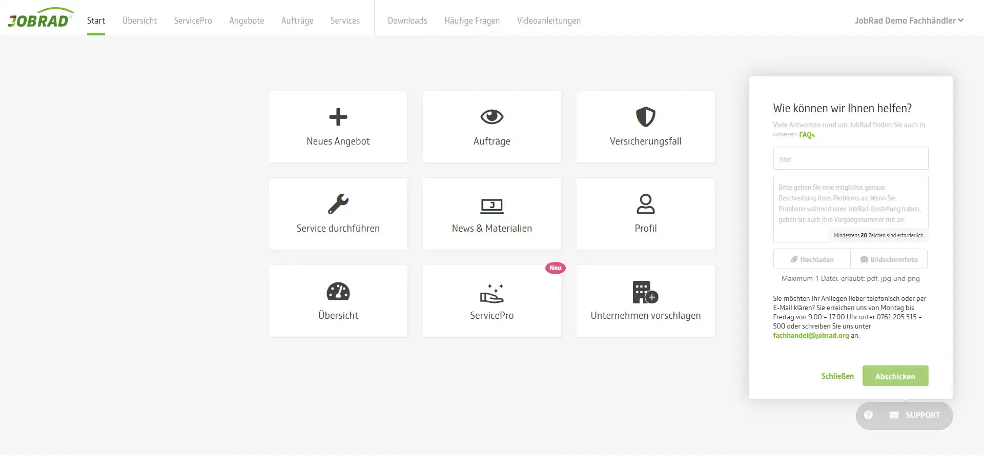 Ticketfunktion im Fachhändler-Portal Ticketfunktion im Fachhändler-Portal