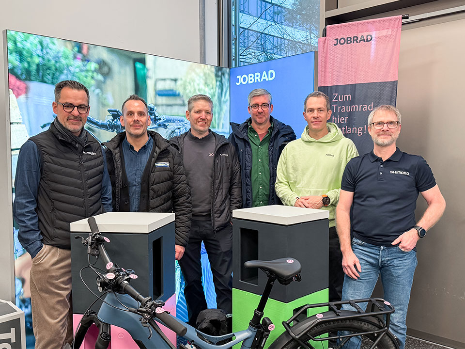 Shimano on Tour bei JobRad. Michael Wald (Paul Lange), Philipp Klein (Paul Lange), Björn Schwarz (JobRad), Paul Behnke (Paul Lange), Andreas Hennemann (JobRad), Michael Wil